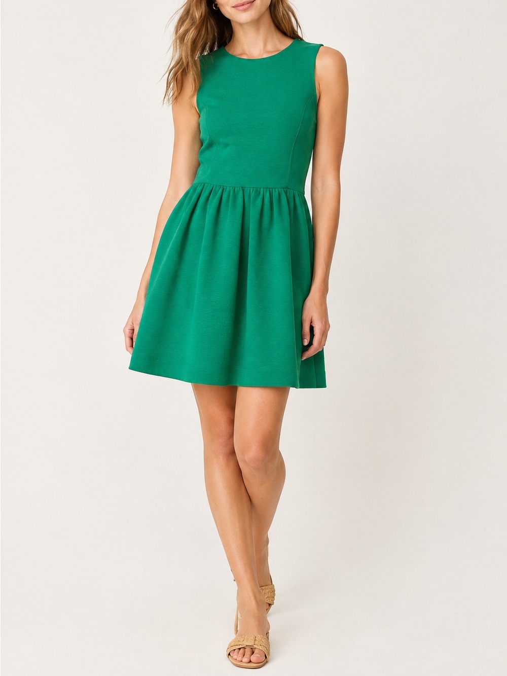 J.Crew Emerald Sleeveless A-Line Dress Mini Fit & Flare Classic Preppy Size XS